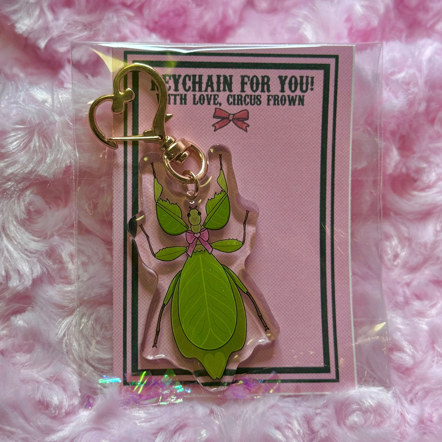 Green Leaf Insect Keychain