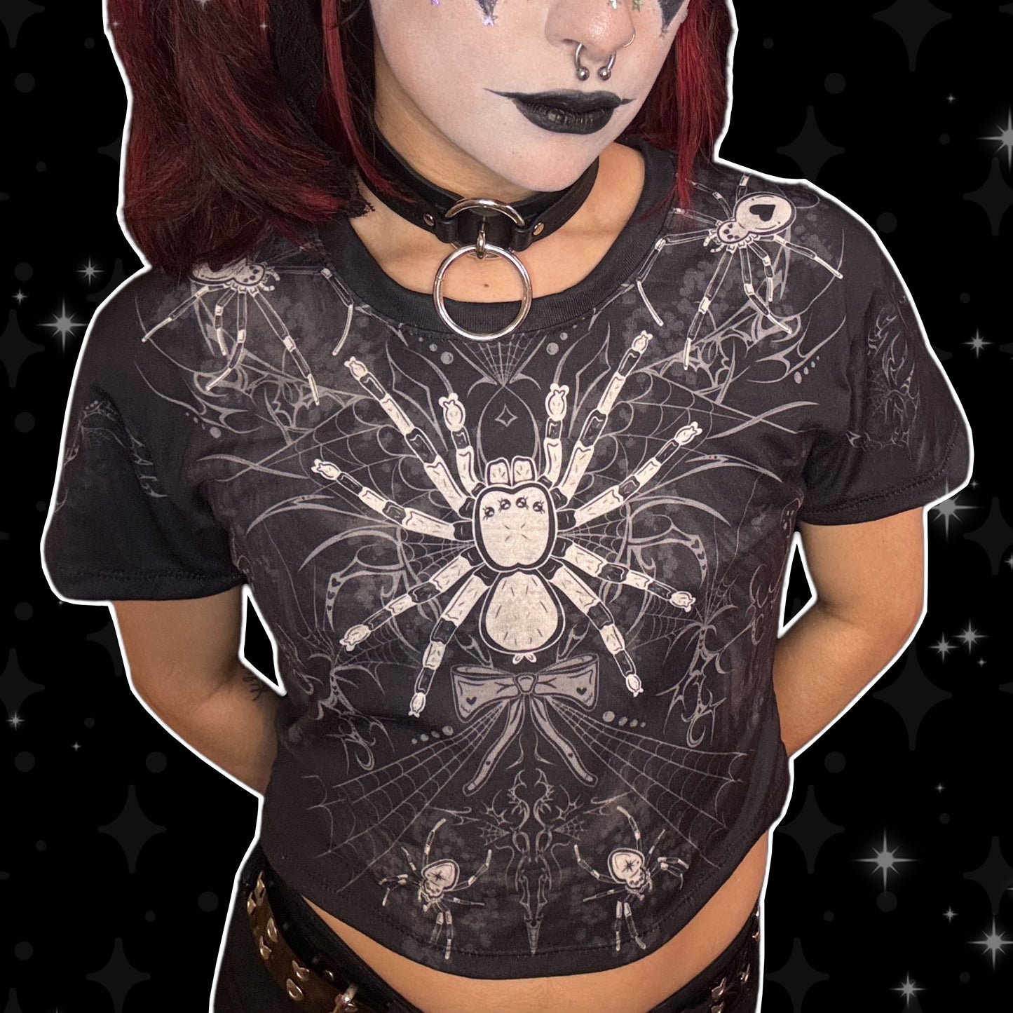 Y2K Gothic Spider Crop Tee