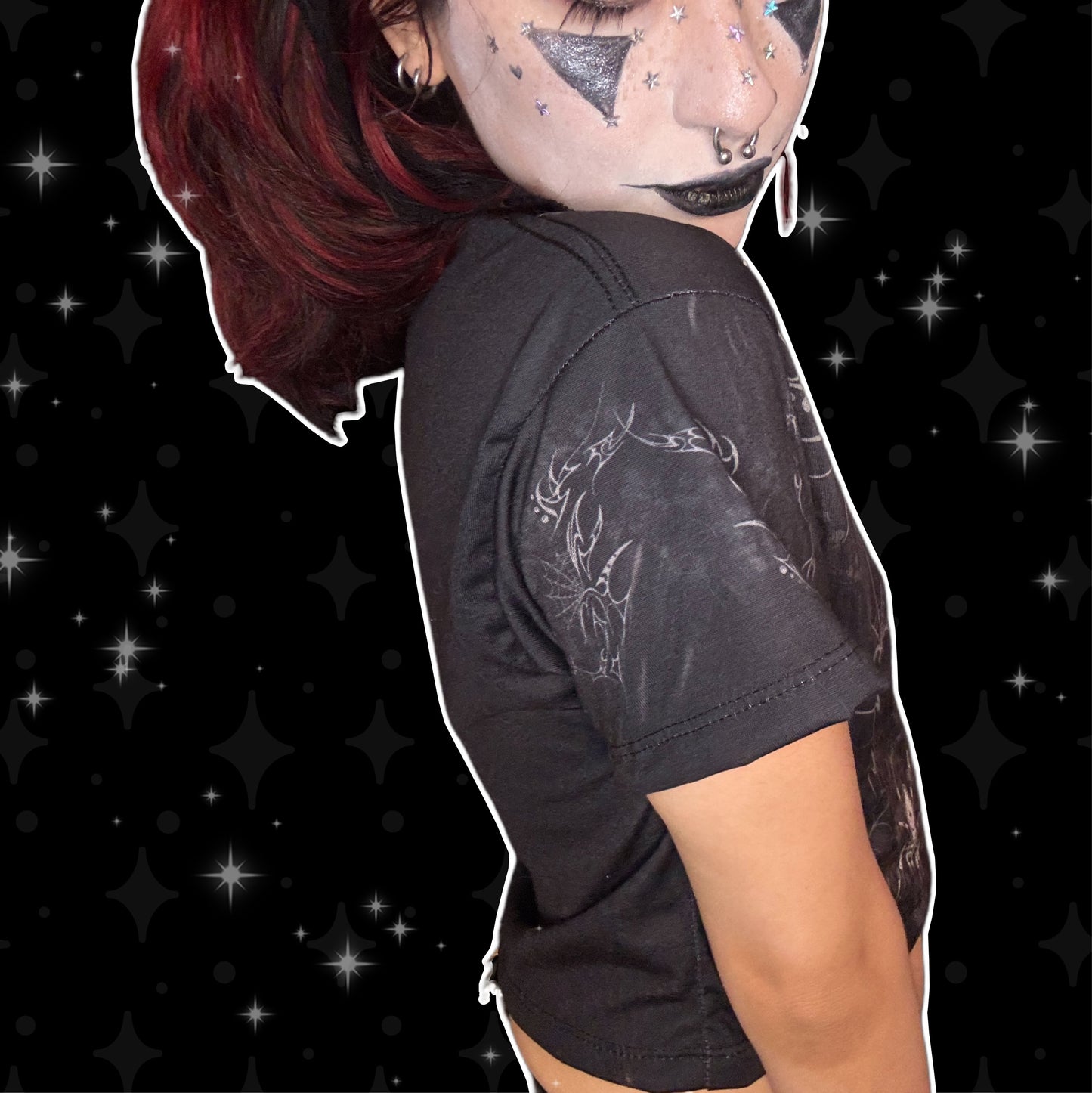 Y2K Gothic Spider Crop Tee