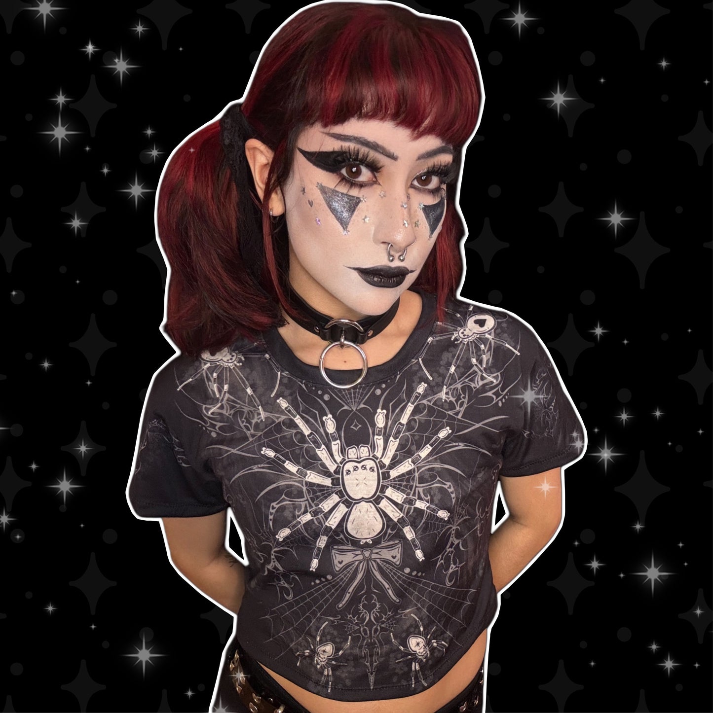 Y2K Gothic Spider Crop Tee
