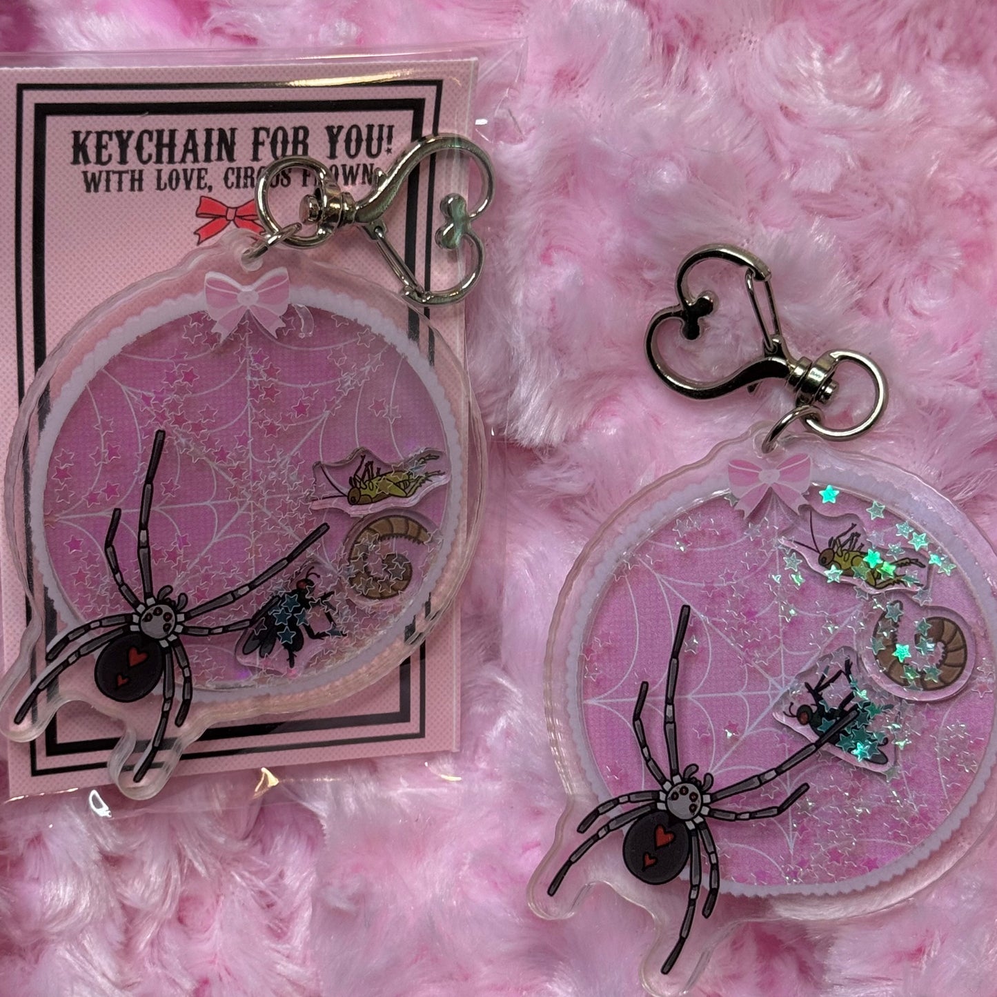 Caught In Her Web Shaker Keychain