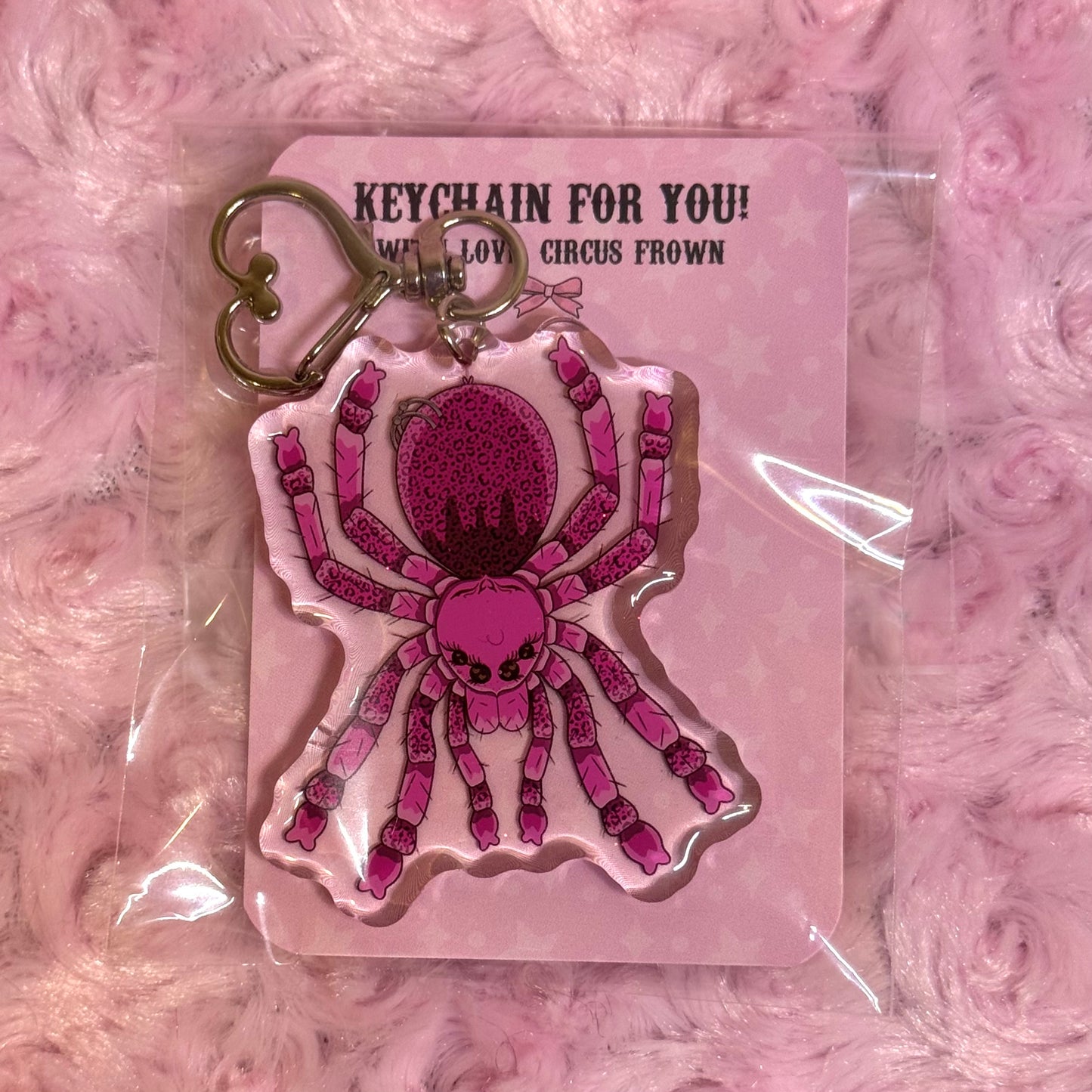 Pink Cheetah Tarantula Keychain