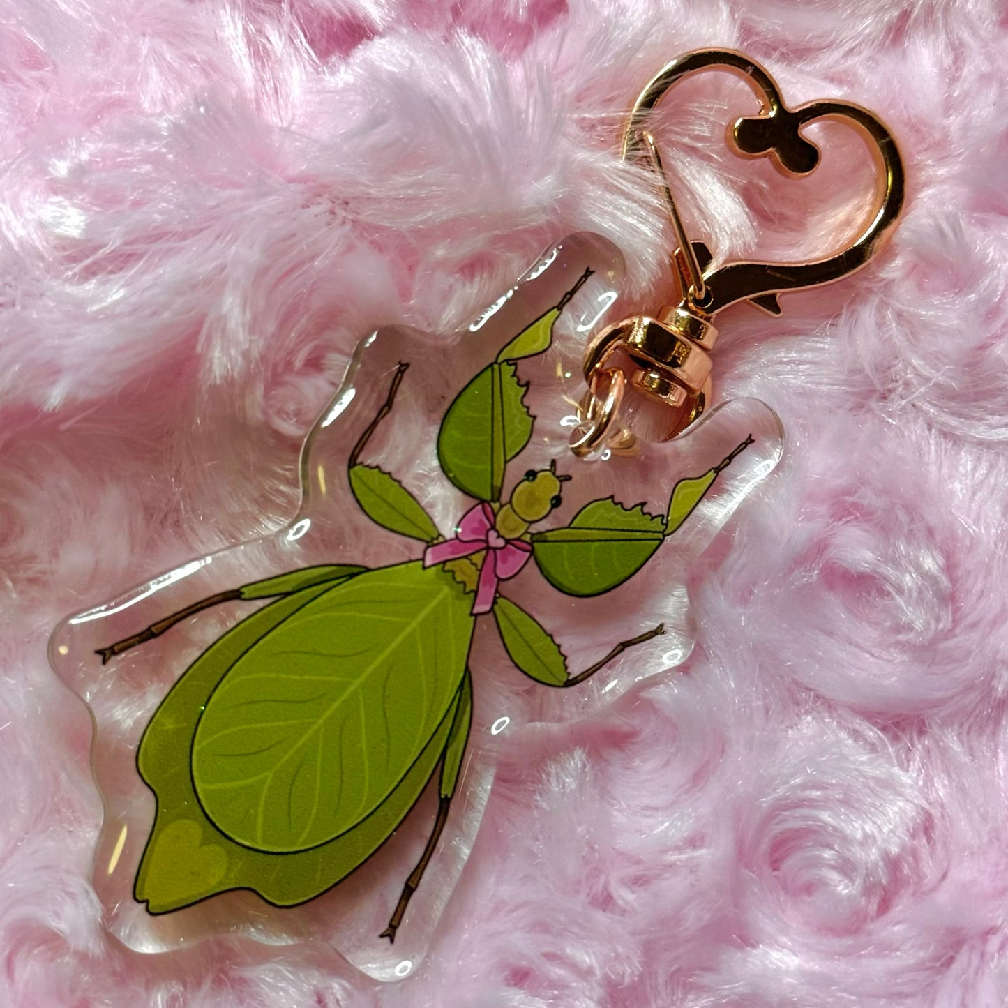 Green Leaf Insect Keychain
