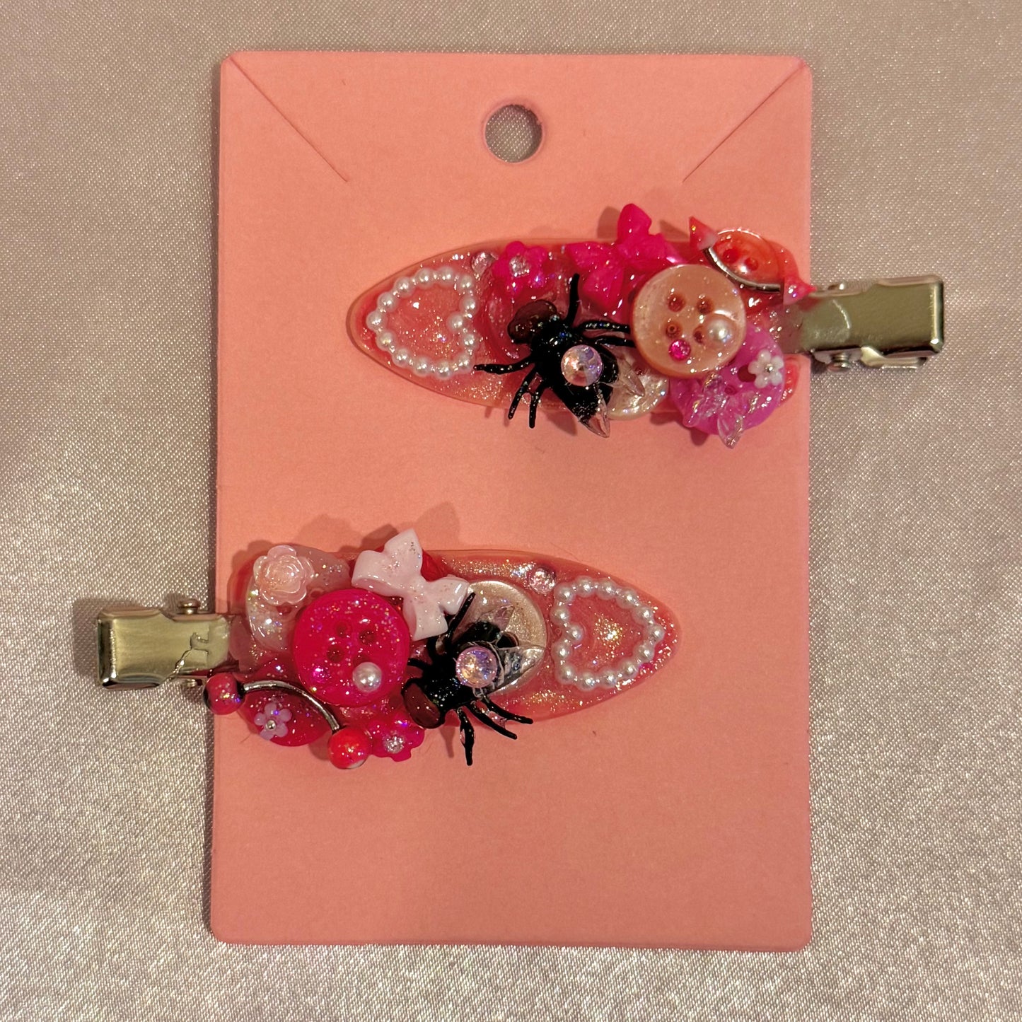 Pink Fly Button Baby Hair Clips