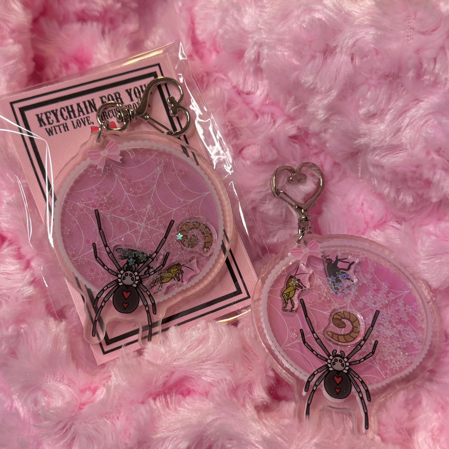 Caught In Her Web Shaker Keychain