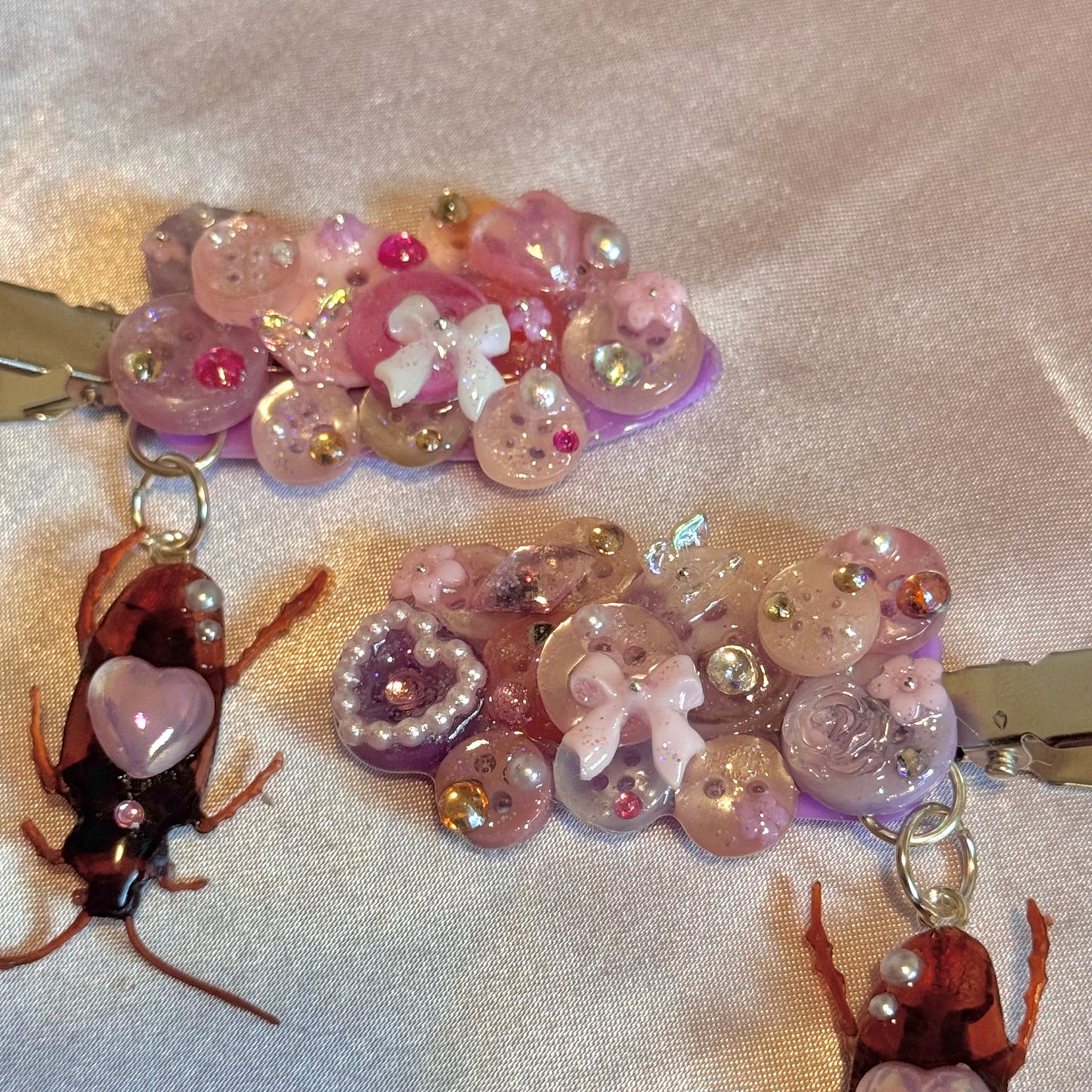 Pink Roach Button Baby Hair Clips