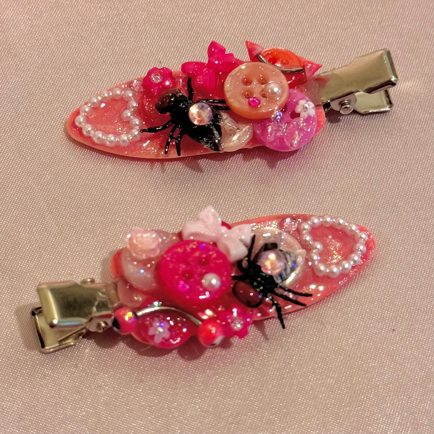 Pink Fly Button Baby Hair Clips