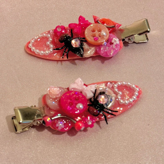 Pink Fly Button Baby Hair Clips