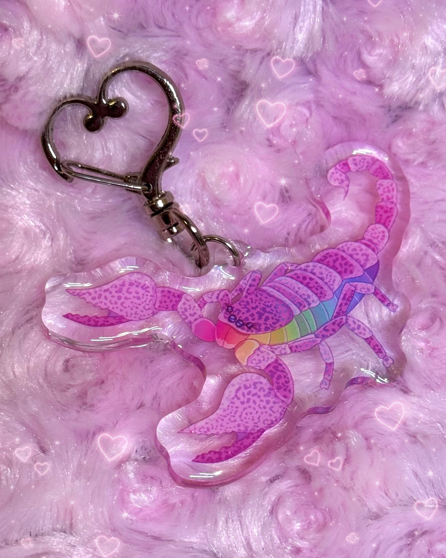 Rainbow Cheetah Scorpion Keychain