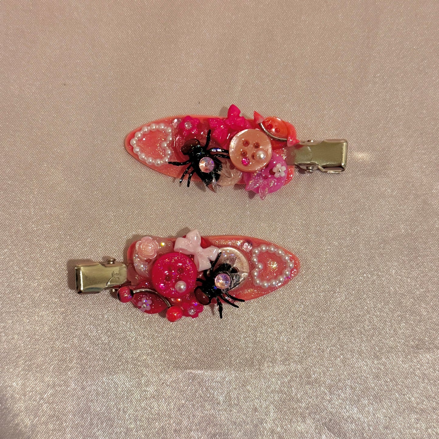 Pink Fly Button Baby Hair Clips