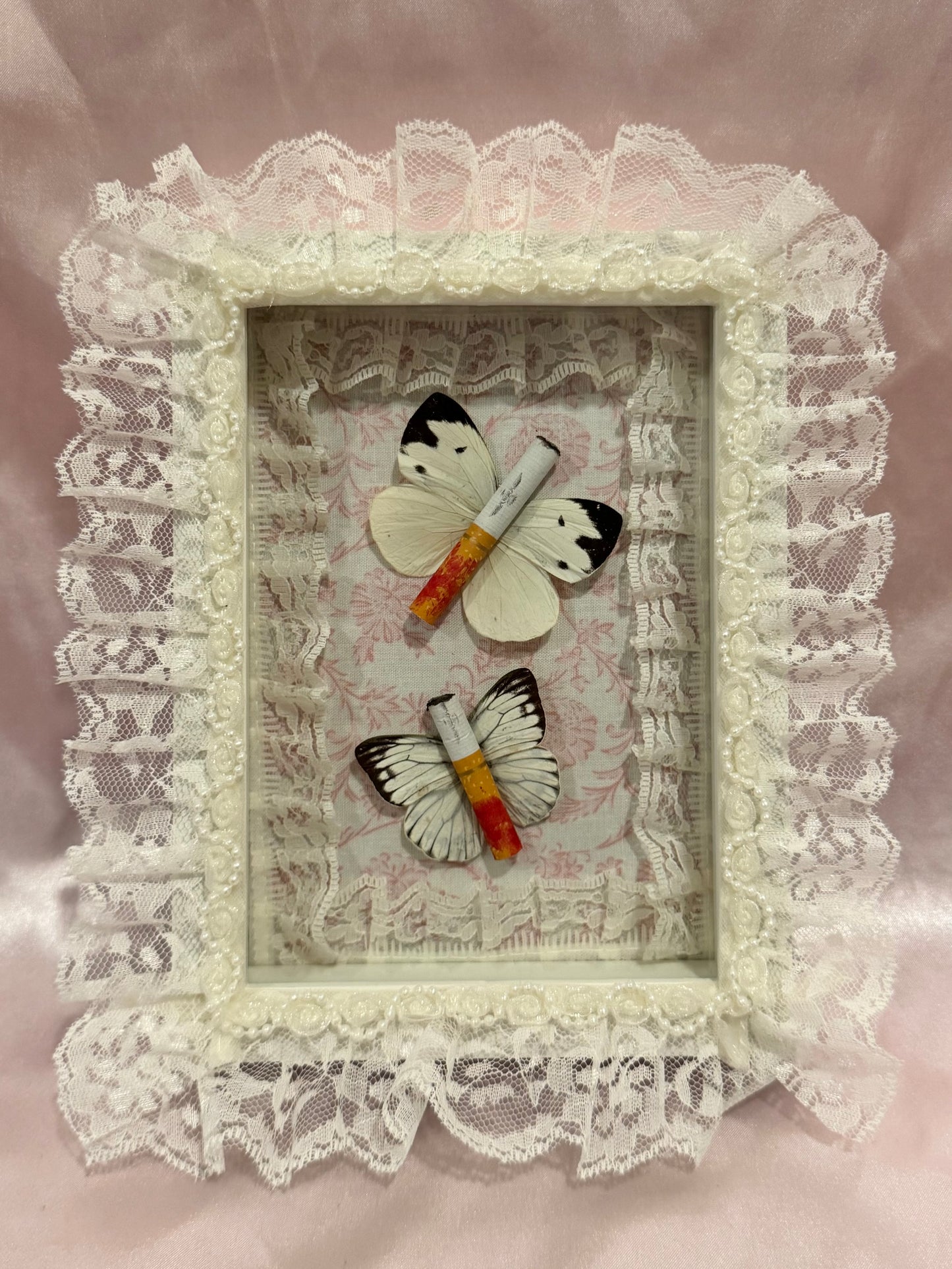 Lipstick Ciggie Butterflies - White & Pink