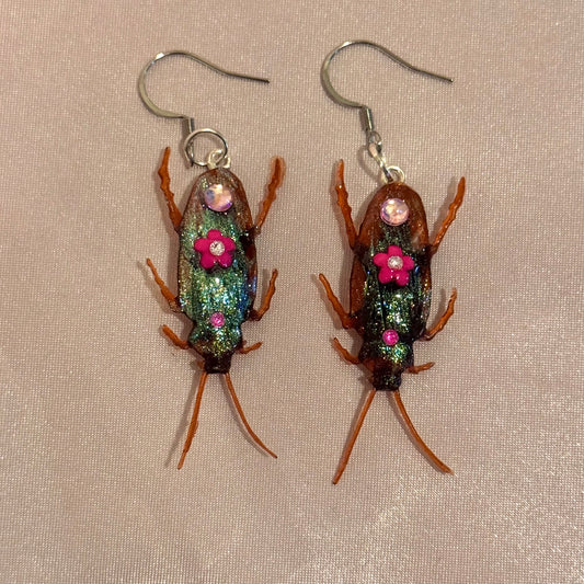 Pink Cutie Roach Earrings