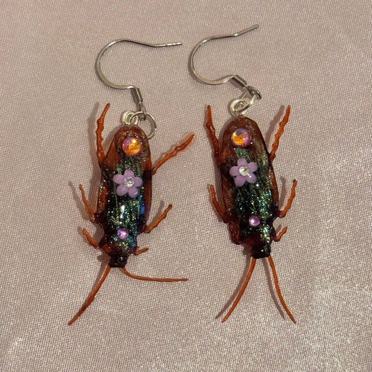 Purple Cutie Roach Earrings