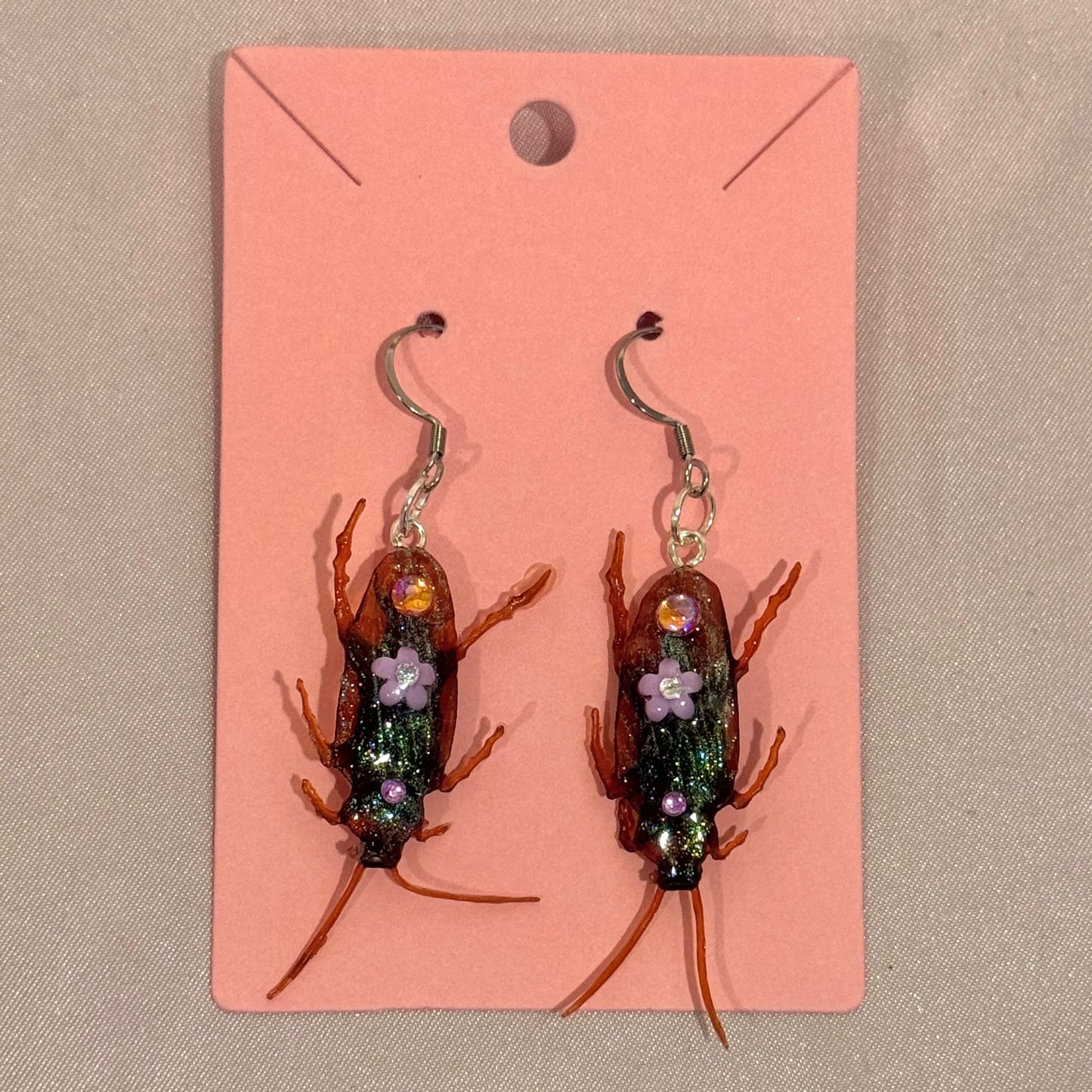 Purple Cutie Roach Earrings
