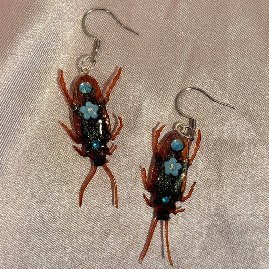 Blue Cutie Roach Earrings